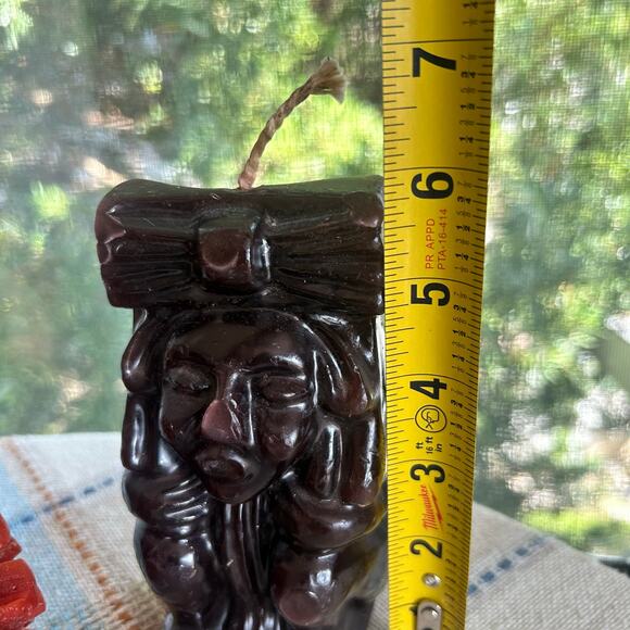 Set of 2 Vintage Novelty Candles Red Pinecone & Brown Tribal Figure Candles - Picture 12 of 15